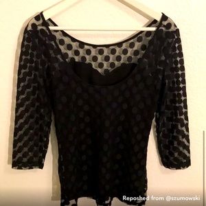 Guess Black Polka Dot Long Sleeve Top